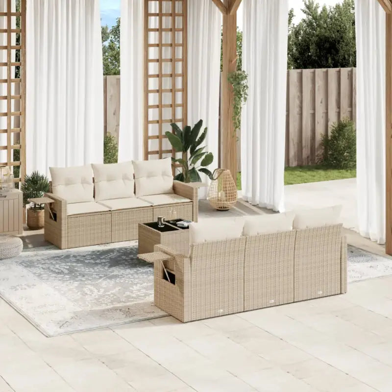 Zwarte loungeset met gepoedercoat staal en waterdichte zak voor buiten gebruik - beige en crèmekleurig - Tuinsets