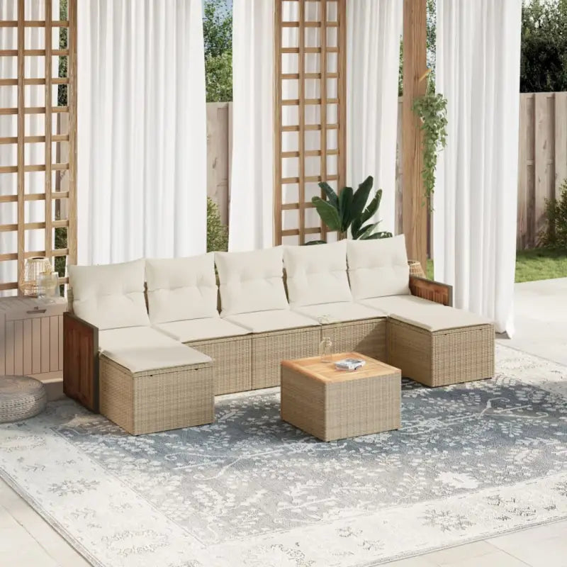 Zwarte loungeset met gepoedercoat staal voor tuin en terras - beige en crèmekleurig / Met tafel - Tuinsets