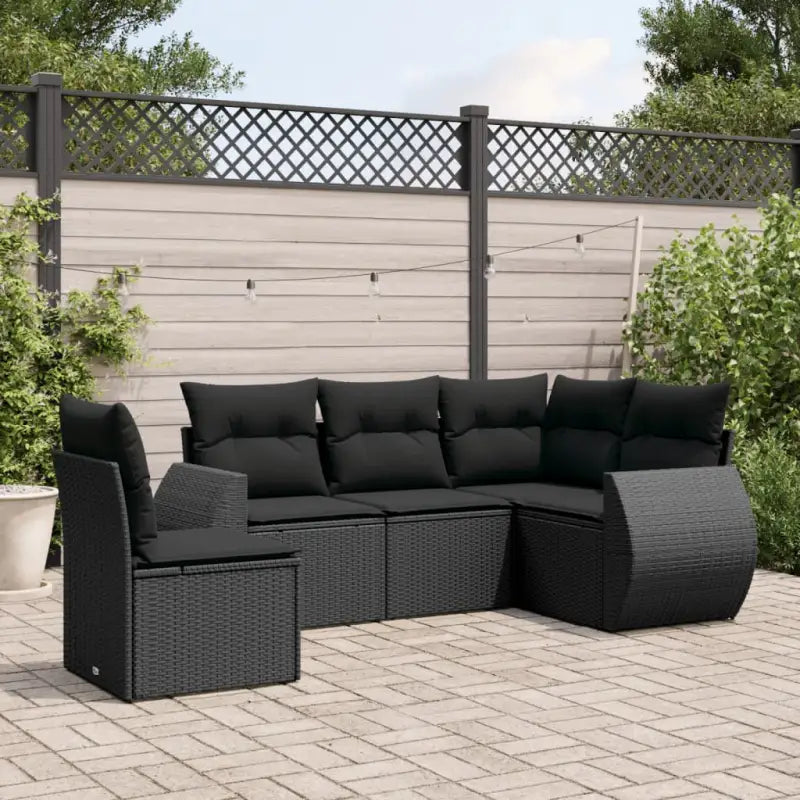 Zwarte loungeset met gepoedercoat staal voor tuin en terras - Tuinsets