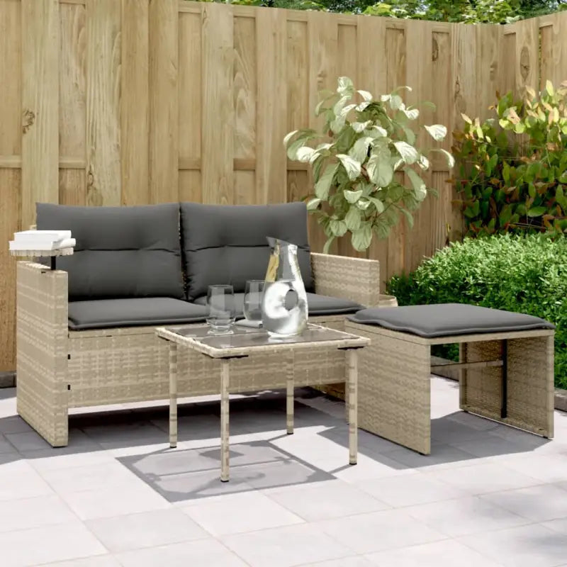Zwarte loungeset met wasbare hoes en gehard glas voor buitengebruik - Lichtgrijs / 1 - Loungebanken