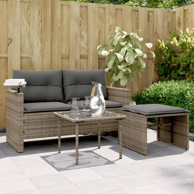 Zwarte loungeset met wasbare hoes en gehard glas voor buitengebruik - Grijs / 1 - Loungebanken