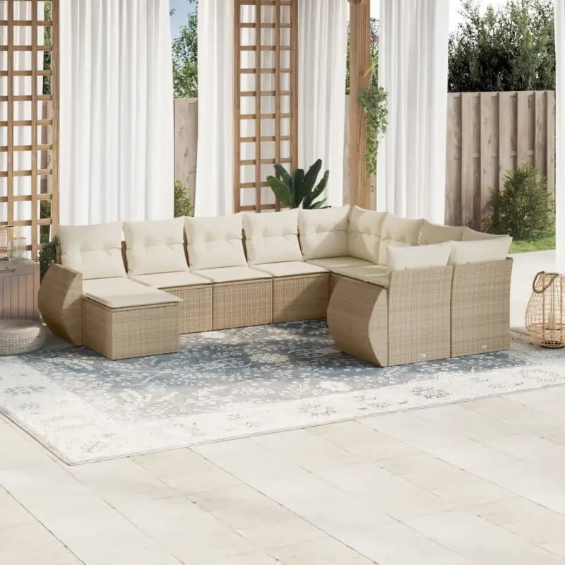 Zwarte loungeset met waterdichte tas en gepoedercoat staal voor buiten - beige en crèmekleurig - Tuinsets