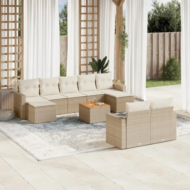 Zwarte loungeset met waterdichte tas en gepoedercoat staal voor buiten - beige en crèmekleurig - Tuinsets