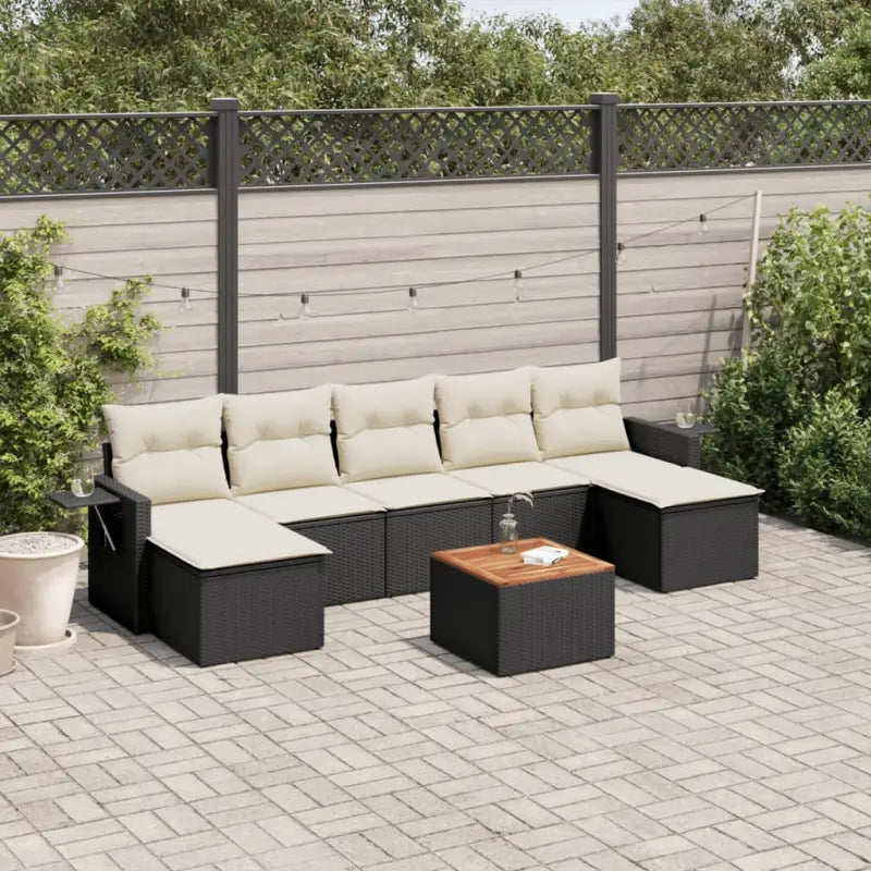 Zwarte loungeset met waterdichte tas en gepoedercoat staal - Zwart en crème - Tuinsets