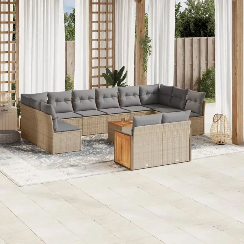 Zwarte loungeset met waterdichte zak en gepoedercoat staal voor buiten - Beige en grijs / Met tafel - Tuinsets