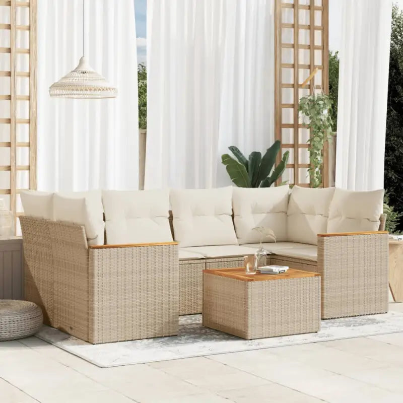 Zwarte loungeset van gepoedercoat staal met comfortabele afmetingen - Beige - Tuinsets