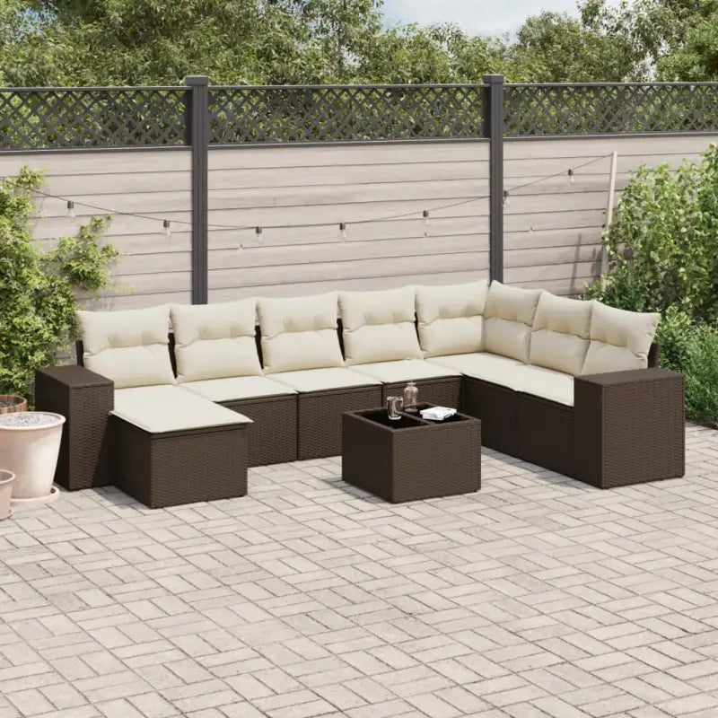 Zwarte loungeset van gepoedercoat staal met ideale afmetingen voor tuin - Bruin en crème / Zonder tafel - Tuinsets