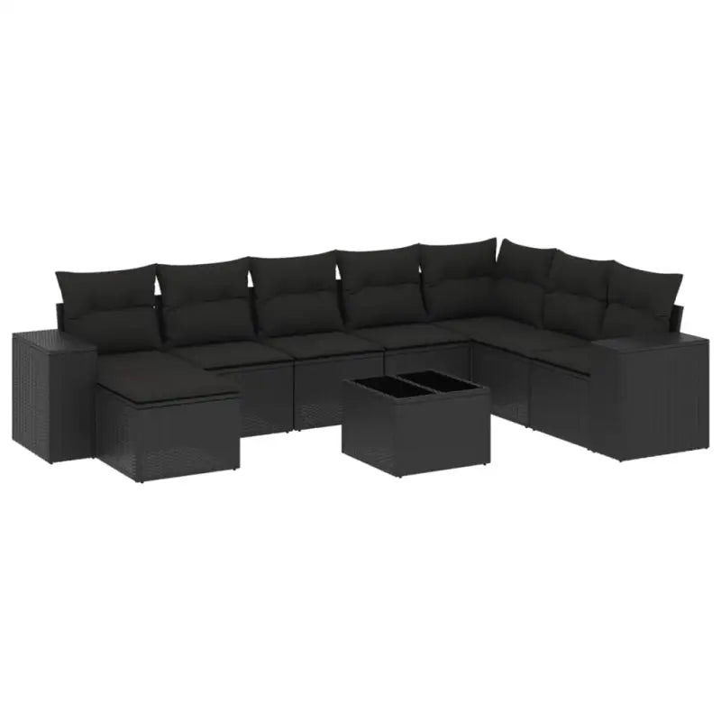 Zwarte loungeset van gepoedercoat staal met ideale afmetingen voor tuin - Tuinsets