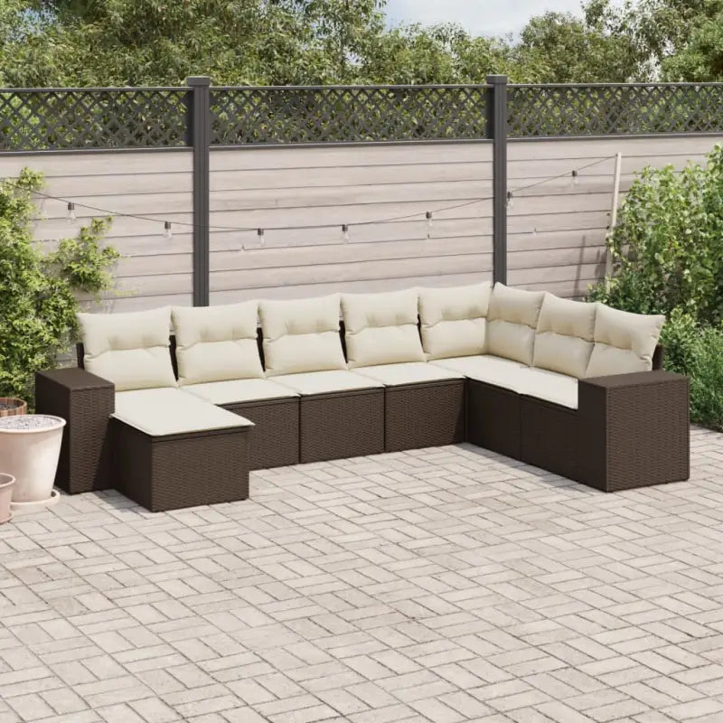 Zwarte loungeset van gepoedercoat staal met ideale afmetingen voor tuin - Bruin en crème / Met tafel - Tuinsets