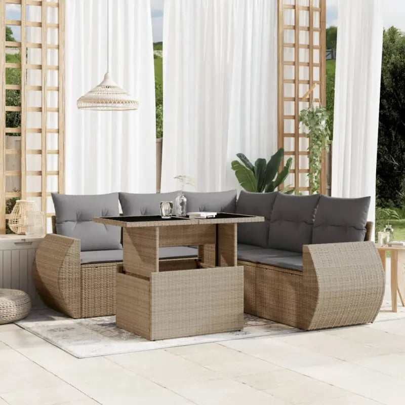 Zwarte loungeset van gepoedercoat staal met perfecte afmetingen voor tuin - Beige en grijs / Met tafel - Tuinsets