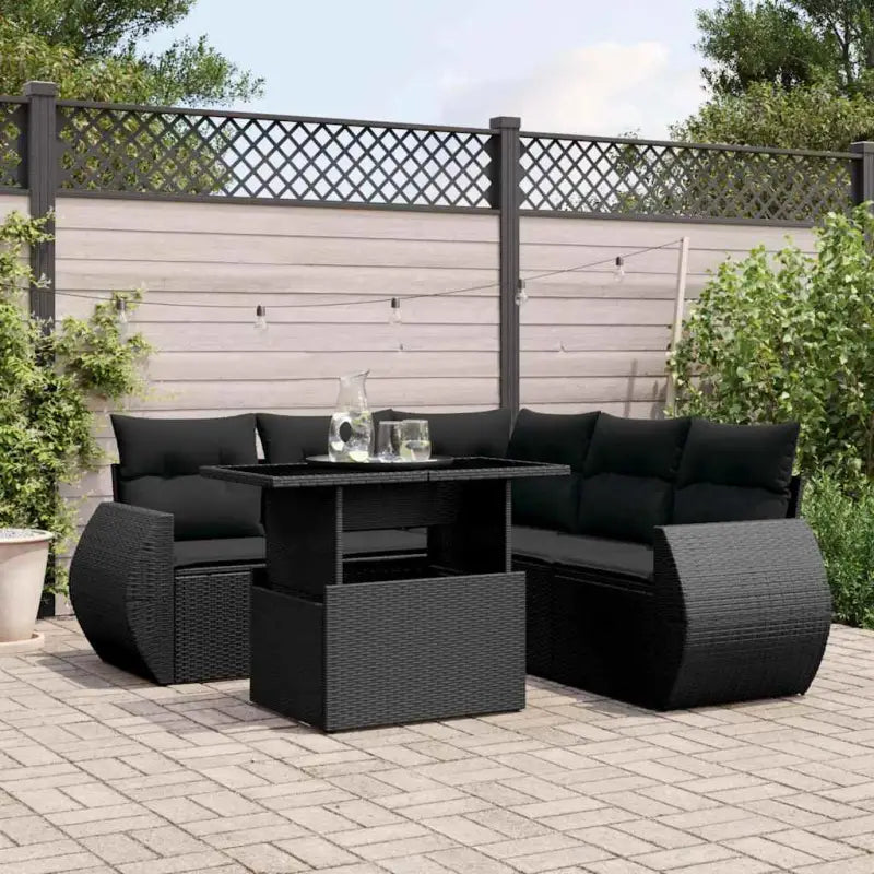 Zwarte loungeset van gepoedercoat staal met perfecte afmetingen voor tuin - Zwart / Met tafel - Tuinsets