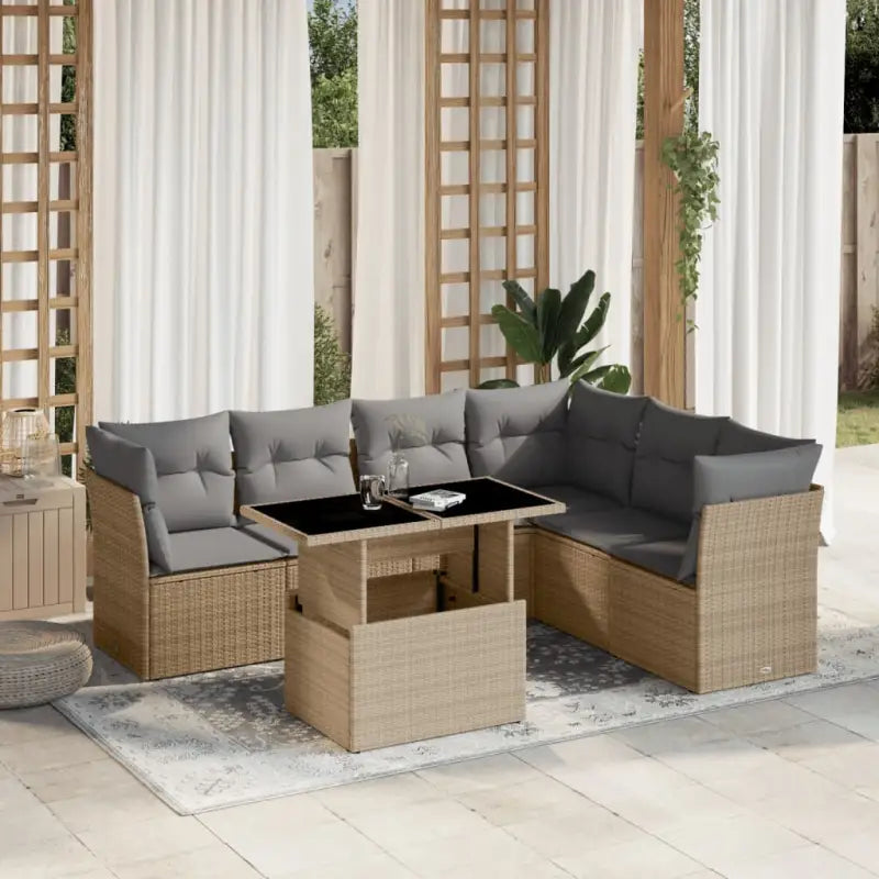 Zwarte loungeset van gepoedercoat staal voor buitenplezier - Beige en grijs / zonder opbergruimte - Tuinsets