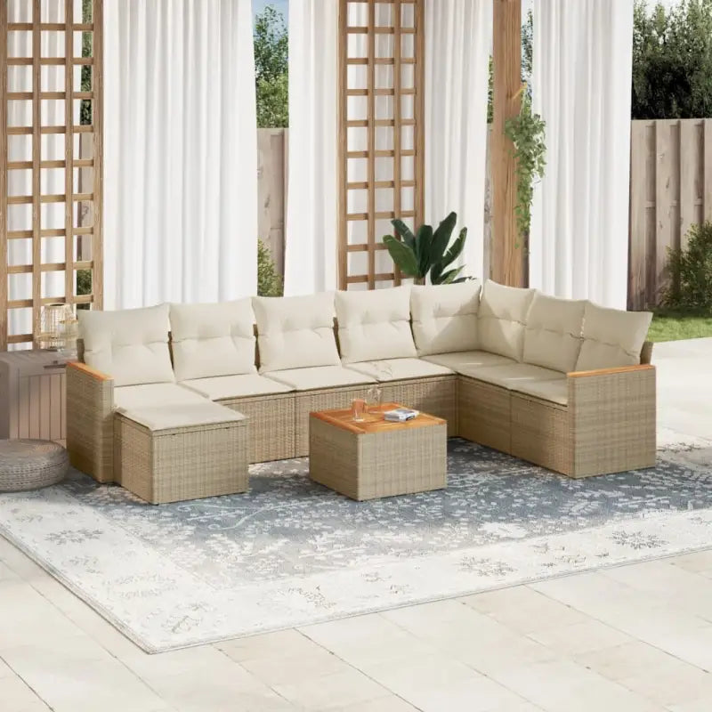 Zwarte loungeset van gepoedercoat staal voor buitenplezier - Beige / Met tafel - Tuinsets