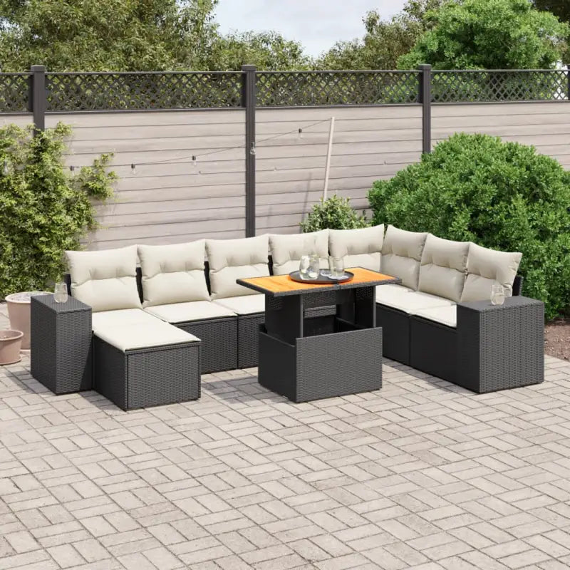 Zwarte loungeset van gepoedercoat staal voor jouw tuin of terras - Zwart en crème / zonder opbergruimte - Tuinsets