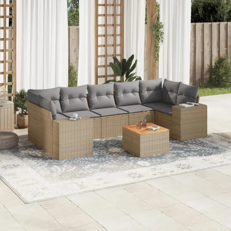 Zwarte loungeset van gepoedercoat staal voor jouw tuin of terras - Beige en grijs - Tuinsets