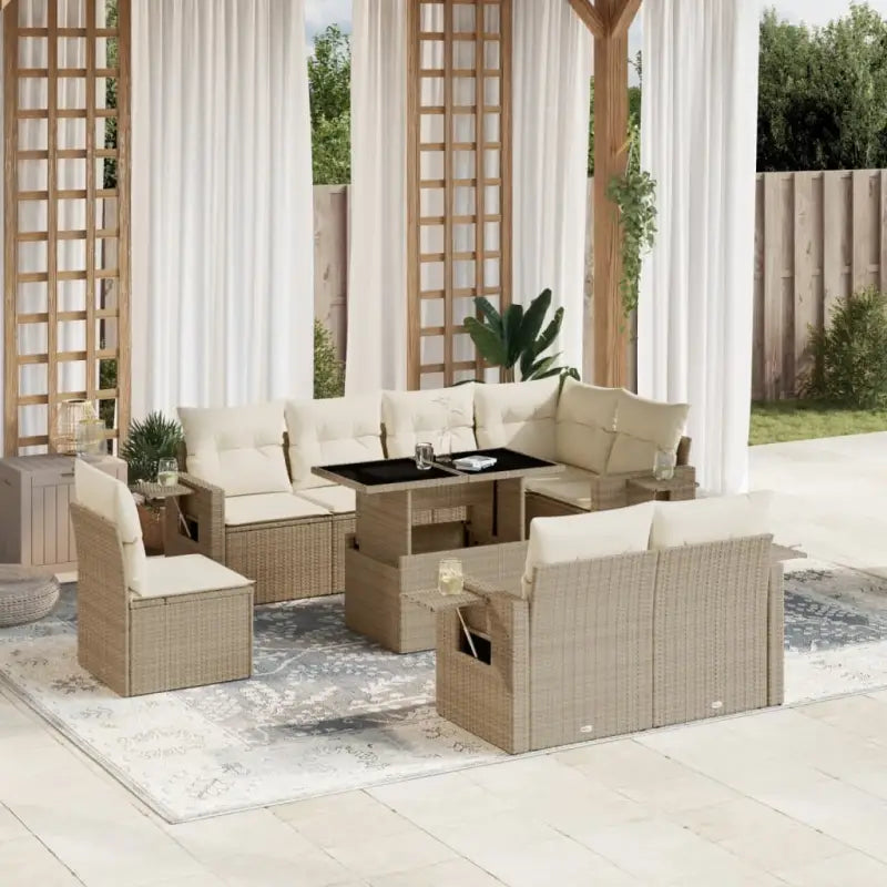 Zwarte loungeset van gepoedercoat staal voor tuin en terras - beige en crèmekleurig / zonder opbergruimte - Tuinsets
