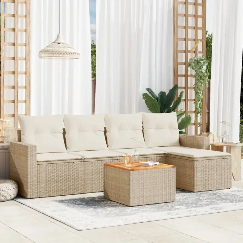 Zwarte loungeset van gepoedercoat staal voor tuin en terras - beige en crèmekleurig - Tuinsets