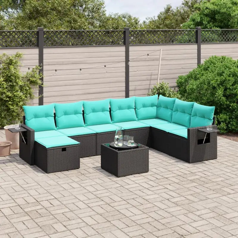Zwarte loungeset van gepoedercoat staal voor tuin en terras - Tuinsets