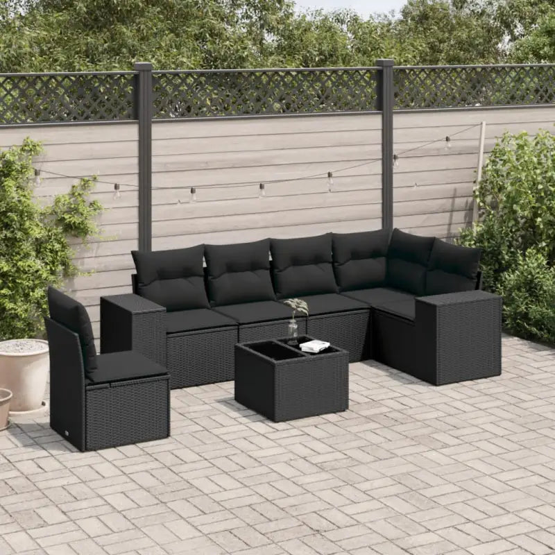 Zwarte loungeset van gepoedercoat staal voor tuin en terras - Tuinsets