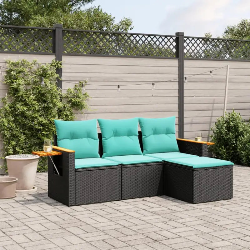 Zwarte loungeset van gepoedercoat staal voor tuin en terras - Zwart / Met tafel - Tuinsets