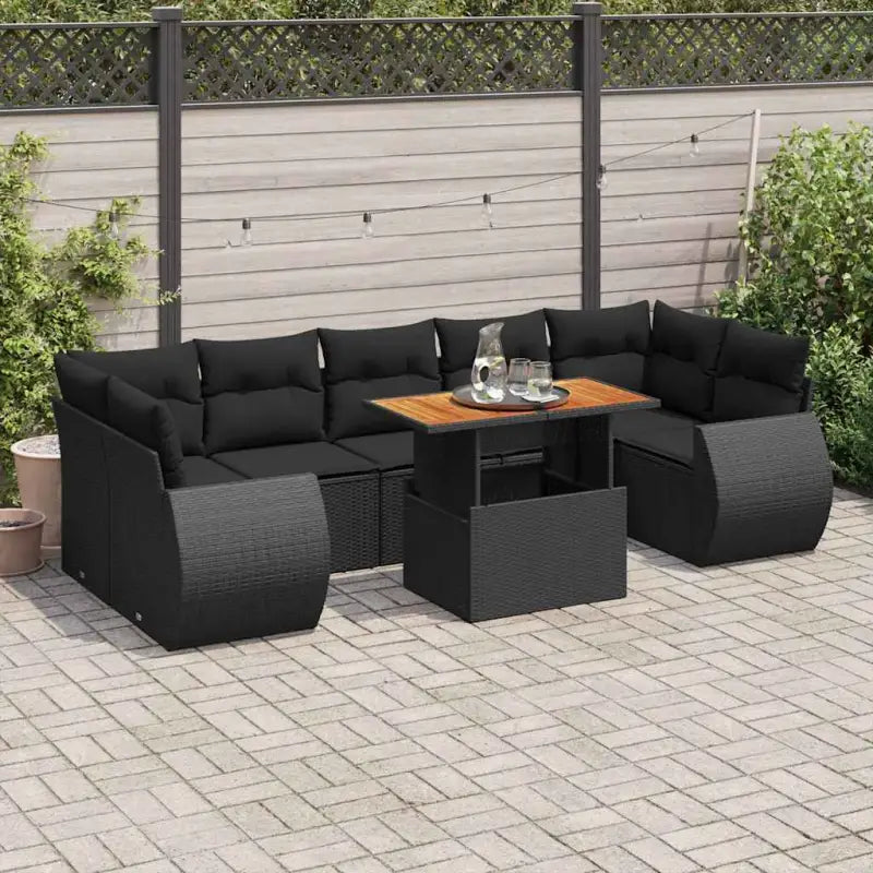 Zwarte loungeset van gepoedercoat staal voor tuin en terras - Zwart / met opbergruimte - Tuinsets