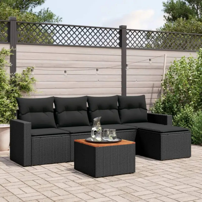 Zwarte loungeset van gepoedercoat staal voor tuin en terras - Zwart - Tuinsets