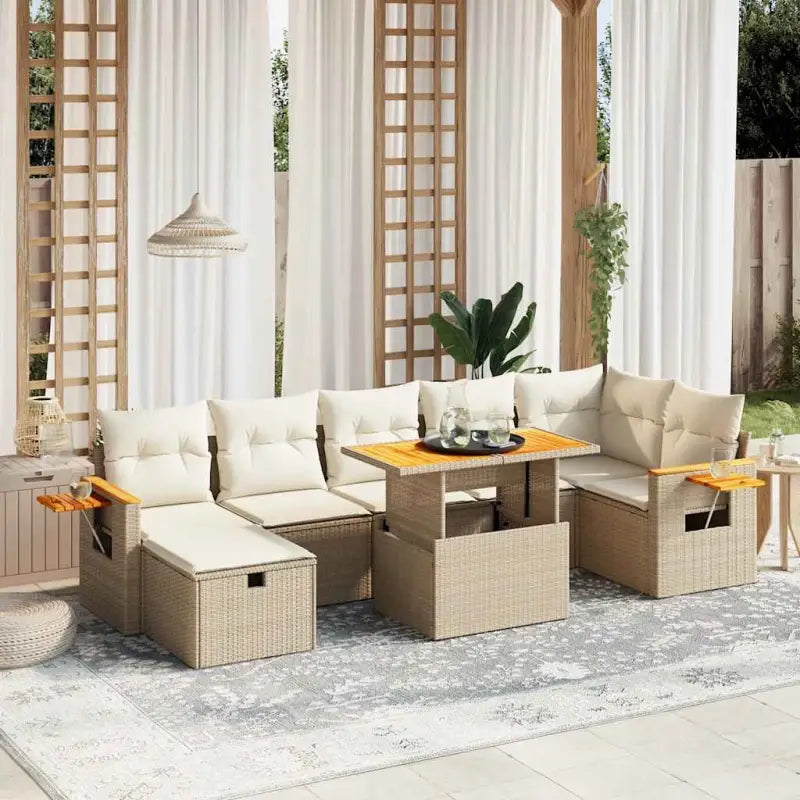 Zwarte loungeset van gepoedercoat staal voor tuin of terras - beige en crèmekleurig / zonder opbergruimte - Tuinsets