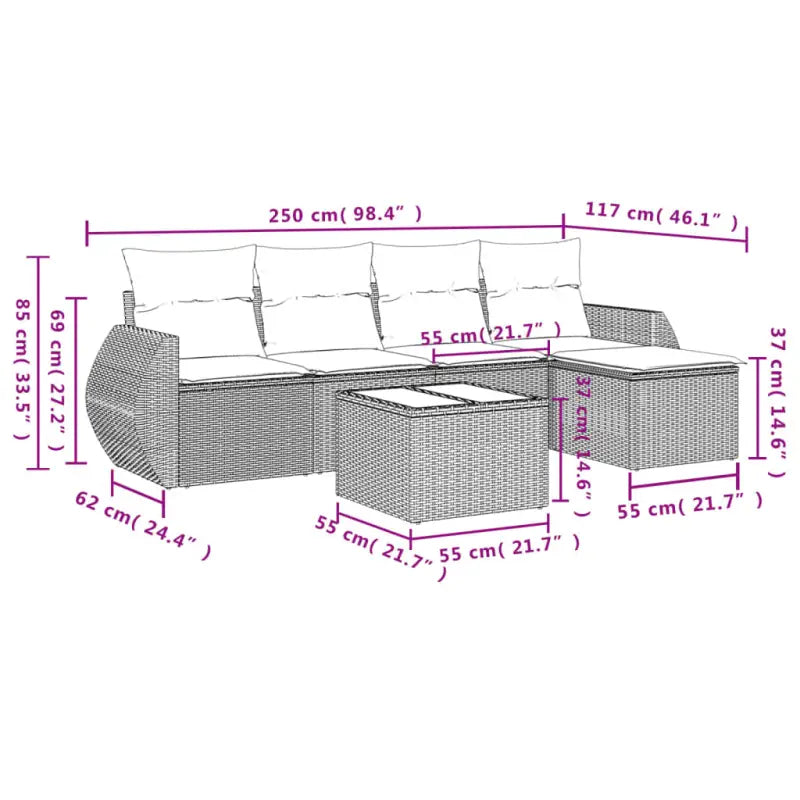 Zwarte loungeset van gepoedercoat staal voor tuin of terras - Tuinsets