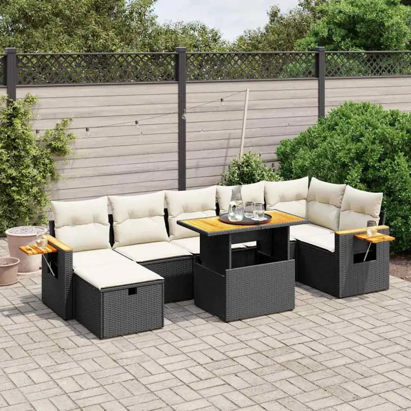 Zwarte loungeset van gepoedercoat staal voor tuin of terras - Zwart en crème / zonder opbergruimte - Tuinsets