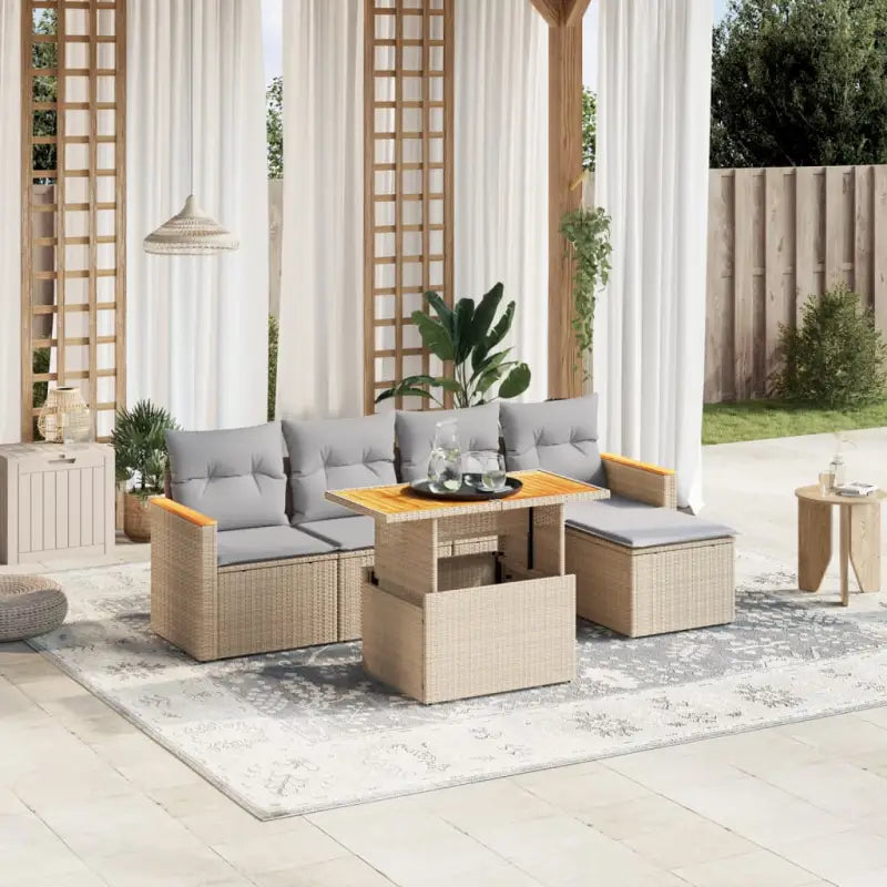 Zwarte loungeset van gepoedercoated staal voor uw tuin of terras - Beige en grijs / zonder opbergruimte - Tuinsets