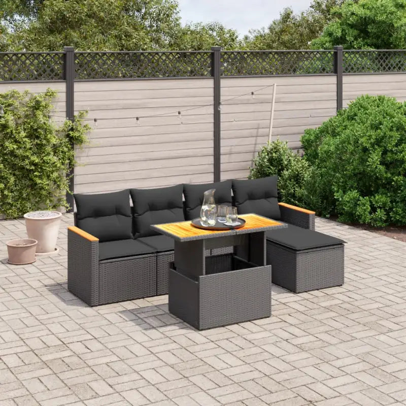 Zwarte loungeset van gepoedercoated staal voor uw tuin of terras - Zwart / zonder opbergruimte - Tuinsets