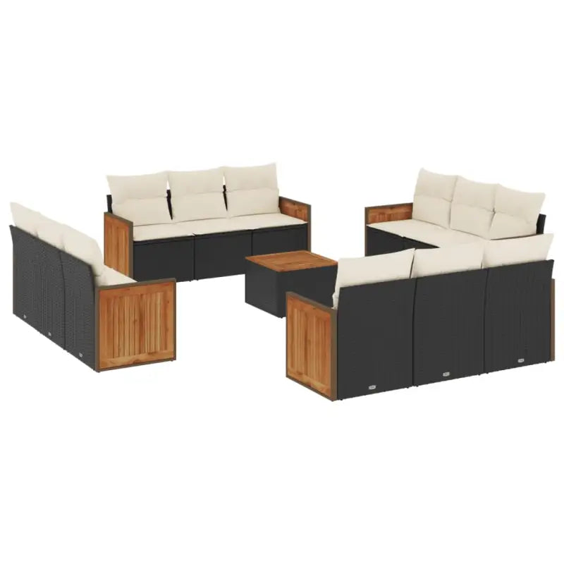 Zwarte loungeset van poly rattan en gepoedercoat staal met comfortabele afmetingen - Tuinsets