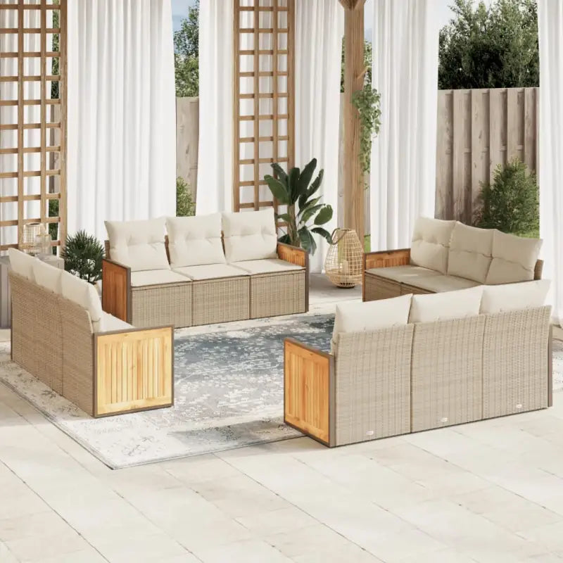 Zwarte loungeset van poly rattan en gepoedercoat staal met comfortabele afmetingen - beige en crèmekleurig / Zonder
