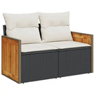 Zwarte loungeset van poly rattan en gepoedercoat staal met comfortabele afmetingen - Tuinsets
