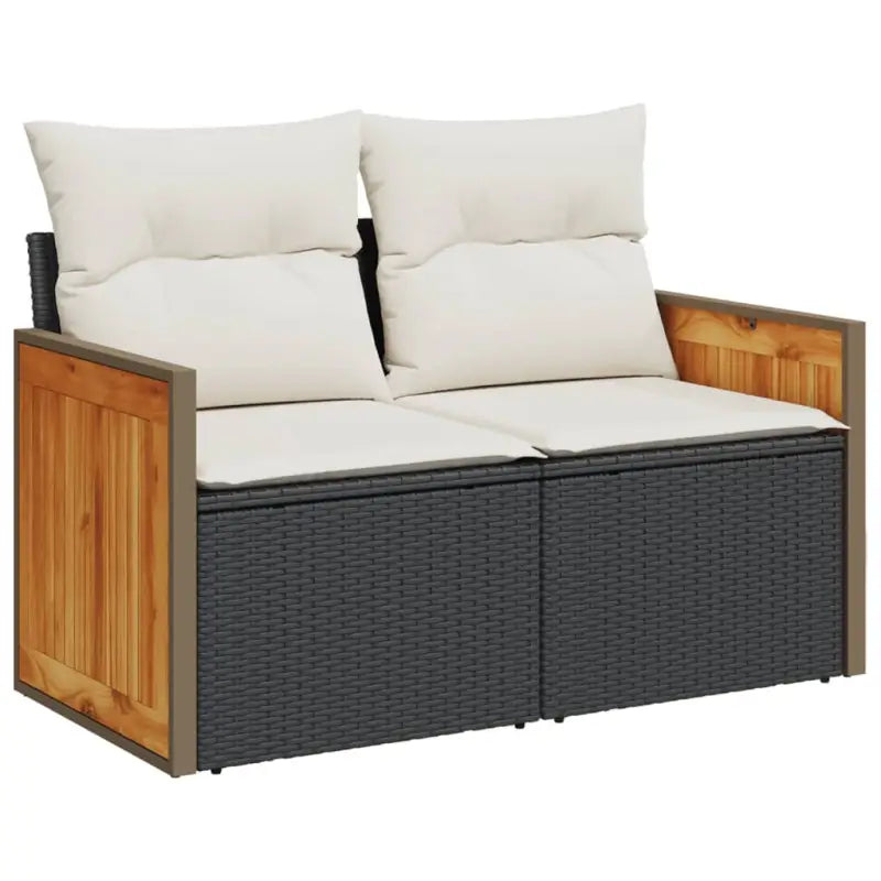 Zwarte loungeset van poly rattan en gepoedercoat staal met comfortabele afmetingen - Tuinsets