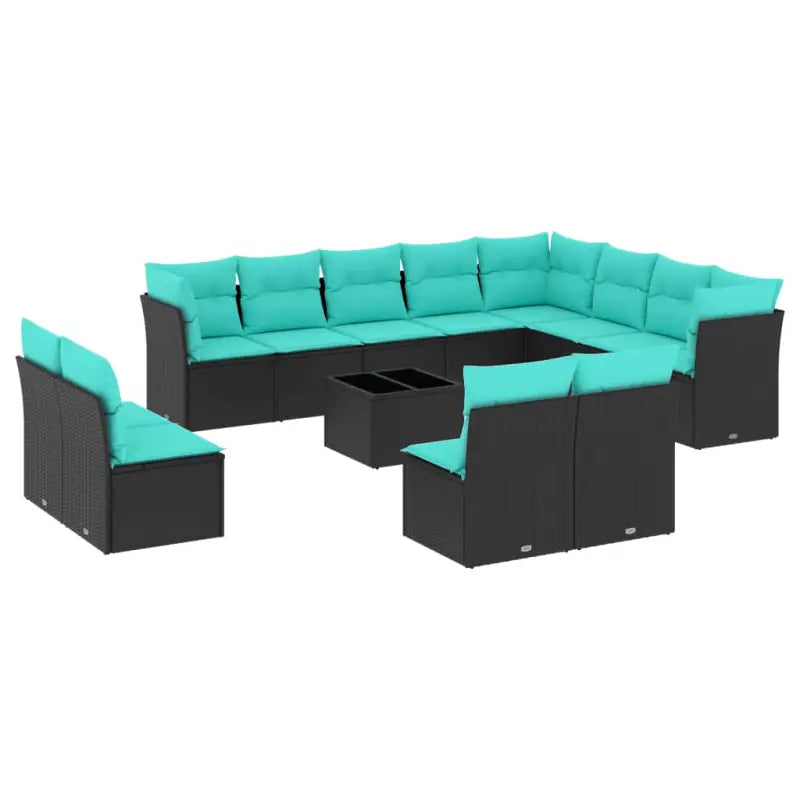 Zwarte loungeset van poly rattan met gepoedercoat staal en ruime afmetingen - Tuinsets