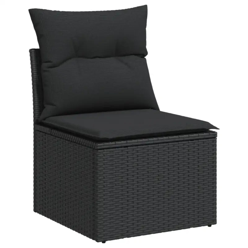Zwarte loungeset van poly rattan met gepoedercoat staal en ruime afmetingen - Tuinsets