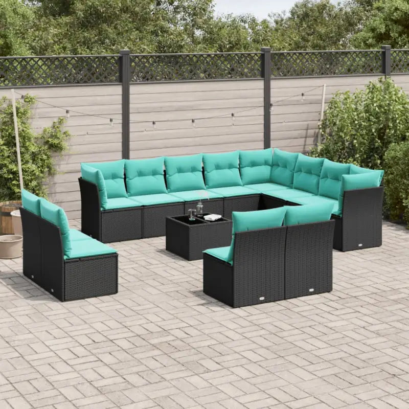 Zwarte loungeset van poly rattan met gepoedercoat staal en ruime afmetingen - Tuinsets
