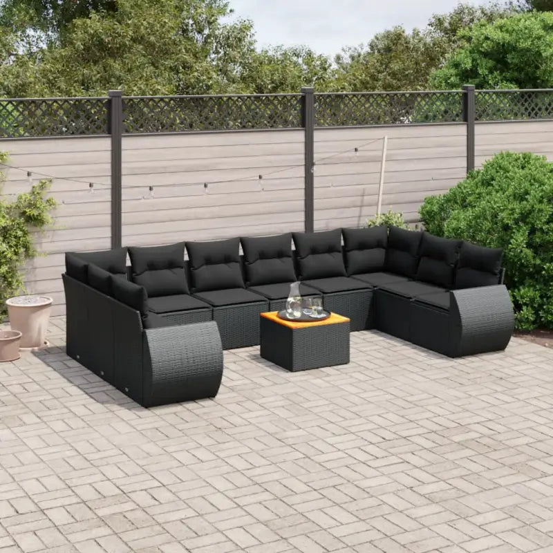 Zwarte loungestoel van gepoedercoat staal met ruime afmetingen - Zwart / 2x hoek + 6x midden + Tafel - Tuinsets