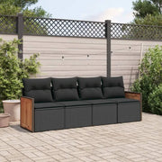 Zwarte poly rattan loungeset met waterdichte zak voor tuin of terras - Tuinsets