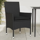 Zwarte poly rattan tuinstoelen met wasbare hoes voor buitenplezier - Zwart / 1 / Rattan armleuning - Tuinstoelen