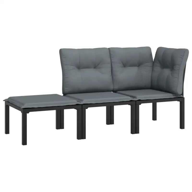 Zwarte tuin loungeset met gepoedercoat staal en weerbestendig PE-rattan - Tuinsets