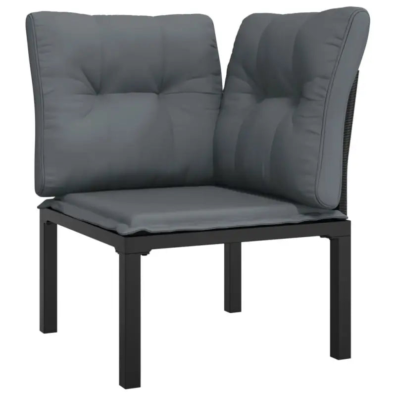 Zwarte tuin loungeset met gepoedercoat staal en weerbestendig PE-rattan - Tuinsets