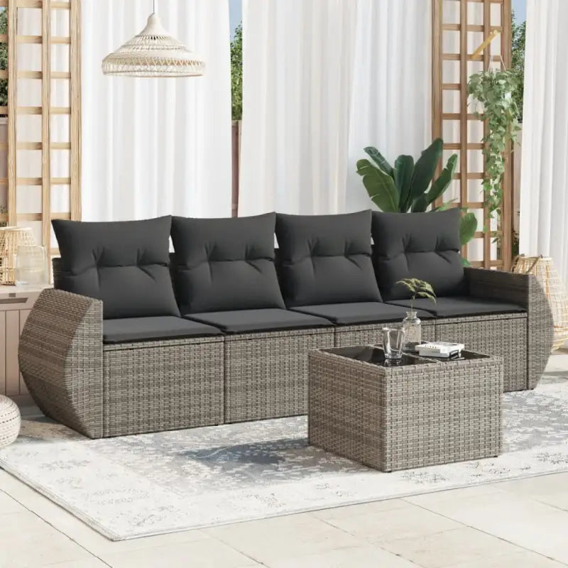 Zwarte tuin loungeset met waterdichte tas en gepoedercoat staal - Grijs / Met tafel - Tuinsets