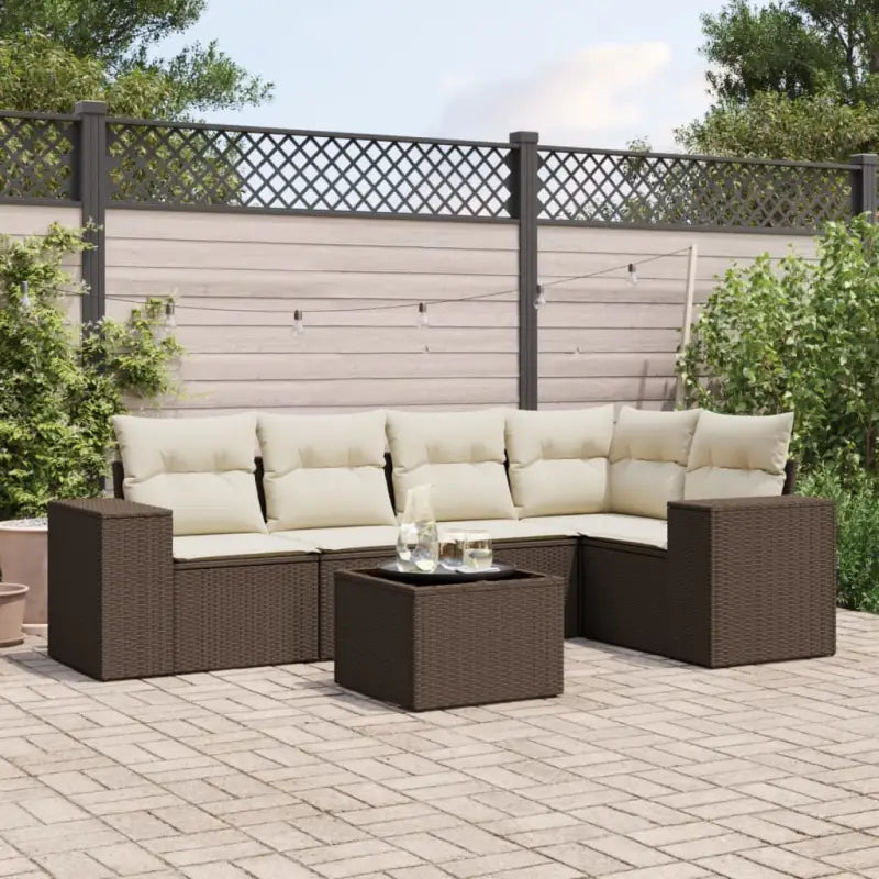 Zwarte tuin loungeset met waterdichte zak en gepoedercoat staal afmetingen - Bruin en crème / Met tafel - Tuinsets