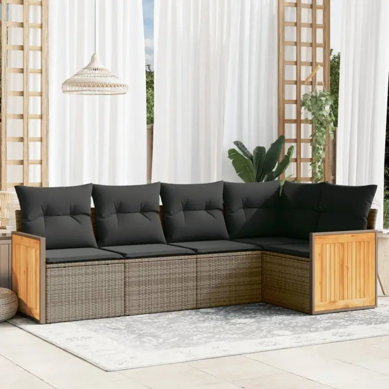 Zwarte tuin loungeset met waterdichte zak en gepoedercoat staal - Grijs / Zonder tafel - Tuinsets