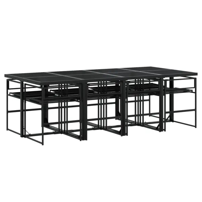 Zwarte tuinset met gehard glas en wasbare hoes voor buitenplezier - Tuinsets