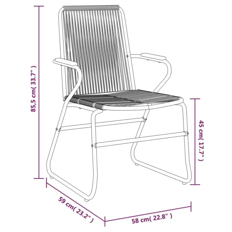 Zwarte tuinset met gepoedercoat staal en duurzaam PVC-rattan - Tuinsets