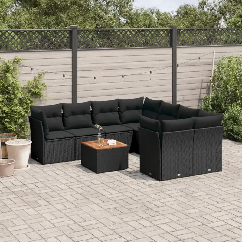 Zwarte tuinset met gepoedercoat staal en waterdichte tas voor buitenplezier - Zwart / 4x midden + 4x hoek + Tafel