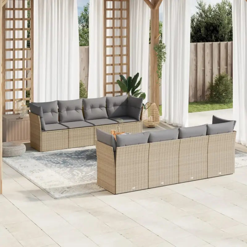 Zwarte tuinset met gepoedercoat staal en waterdichte tas voor buitenplezier - beige mix en grijs / 4x hoek + 4x midden